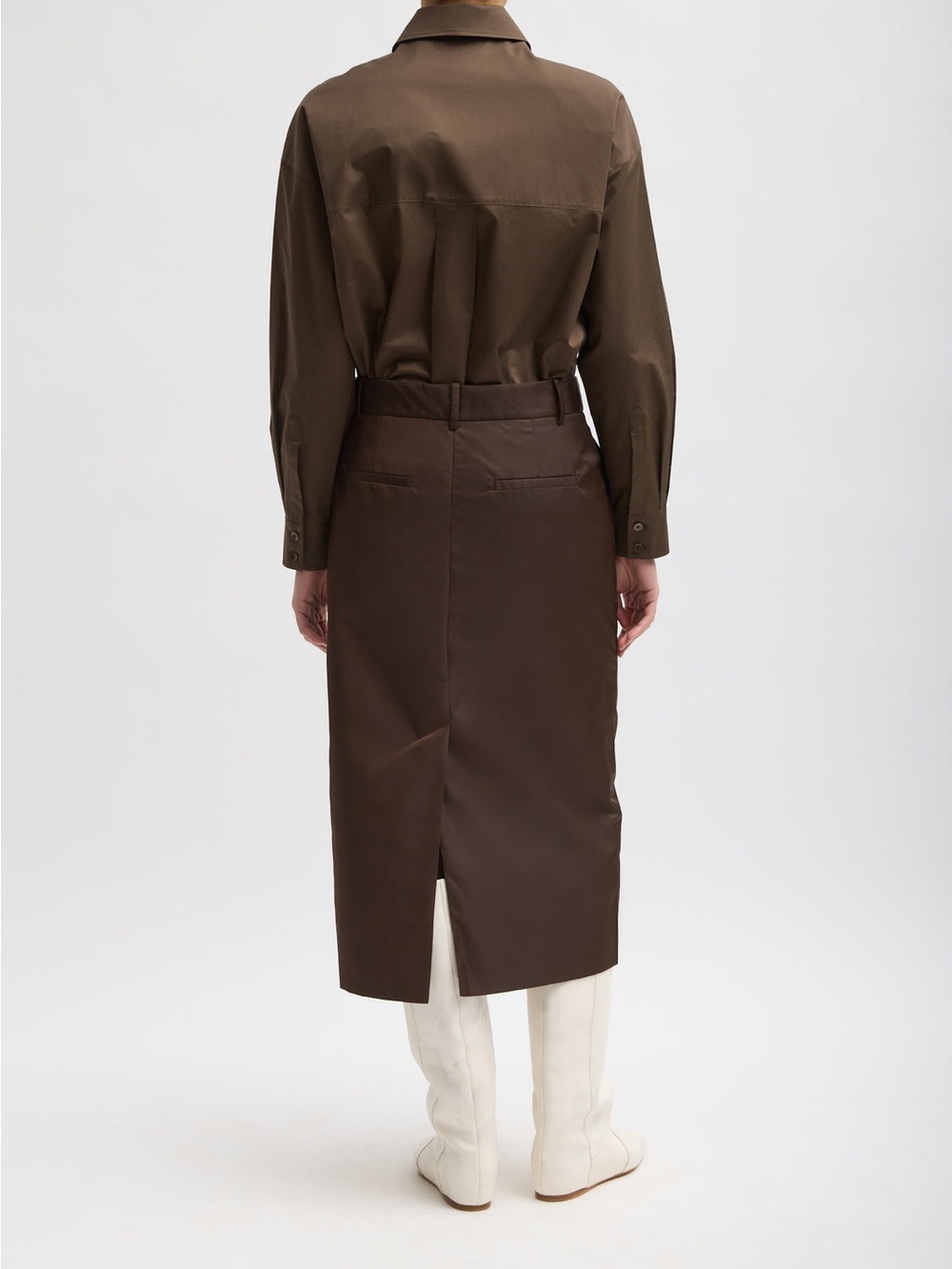 NWT Tibi Eco Nylon Midi Trouser Skirt Brown Size 00 - Picture 2 of 16